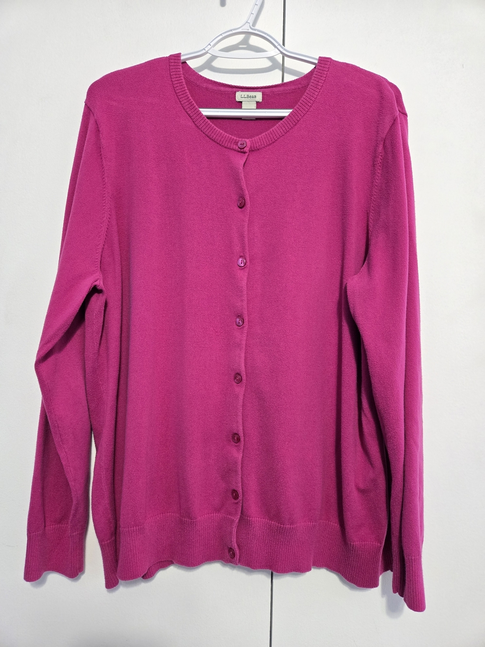 L.L.Bean Cardigan Sweater Women's 2X Fuchsia Pink Button Front Plus Size